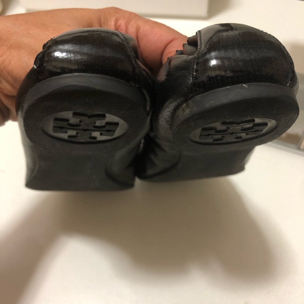Tory Burch Black Flats with Silver Logo - Picture 8 of 11